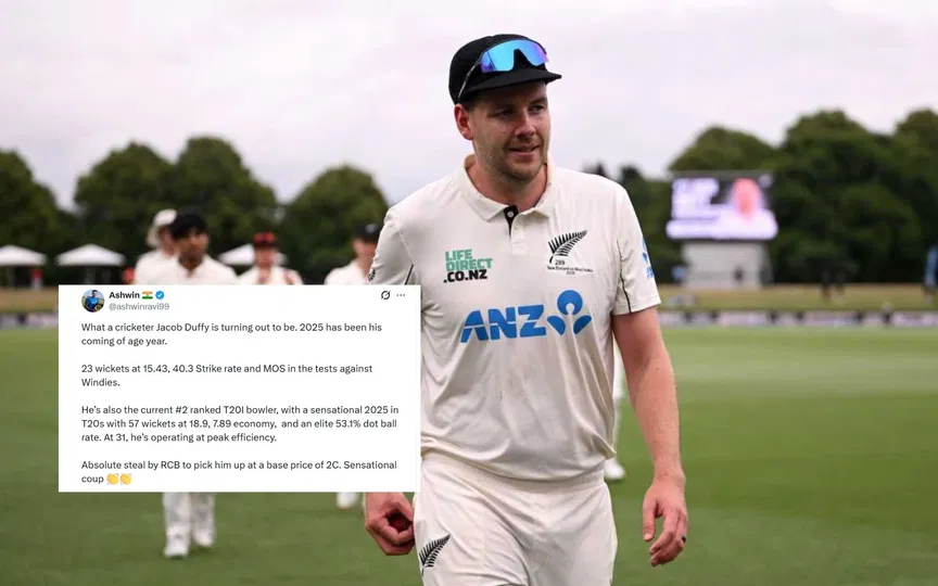 "Absolute steal by RCB"- R Ashwin sings praises for Jacob Duffy